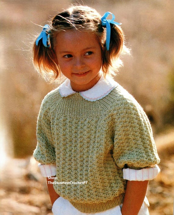 Easy Girls' Sweater Knitting Pattern Cozy Kids Jumper Cute Girl's