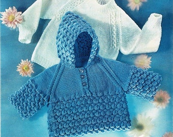 INSTANT DOWNLOAD PDF 2 Baby sweater knitting patterns Baby sweater pattern Baby knit patterns Baby hooded sweater pattern