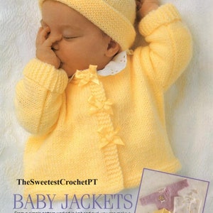 Baby jackets and hat knitting pattern Knit baby cardigan sweater bolero and hat set - 6 months to 3 years DK 8 ply yarn INSTANT DOWNLOAD Pdf
