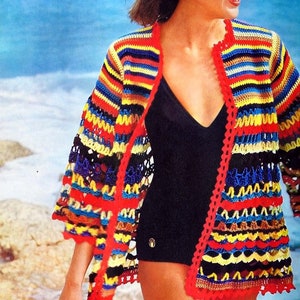 Crochet jacket pattern Women crochet cardigan pattern Colorful coat stripes crochet pattern Crochet vintage patterns INSTANT DOWNLOAD PDF
