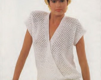 Womens sweater knitting pattern Knit summer top Wrap top pattern Vintage knitting pattern INSTANT DOWNLOAD PDF