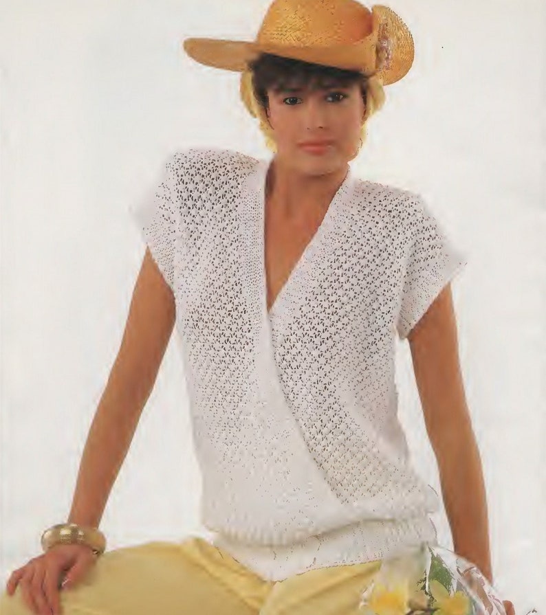 Womens sweater knitting pattern Knit summer top Wrap top pattern Vintage knitting pattern INSTANT DOWNLOAD PDF image 1