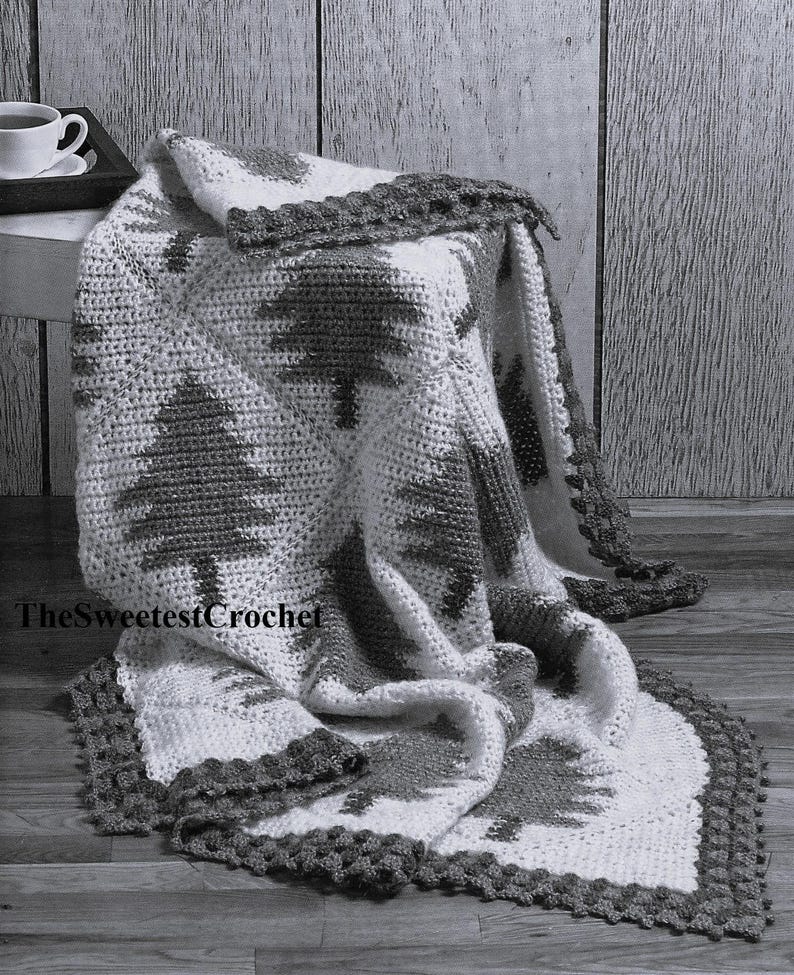 INSTANT DOWNLOAD PDF Christmas tree crochet squares blanket pattern Afghan crochet patterns Quilt pattern Crochet home decor Vintage immagine 4