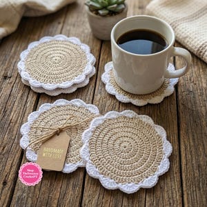 STEP-BY-STEP Easiest crochet coaster pattern  Modern coaster design Holiday table decor Diy Fingering 4 ply yarn Instant Download Pdf