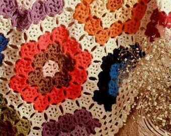 Flower Granny Square Blanket Crochet Pattern Granny Afghan Quilt