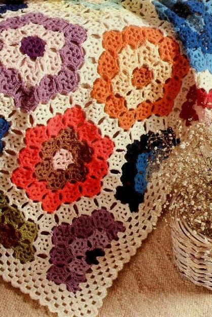 Flower Granny Square Blanket Crochet Pattern Granny Afghan Quilt