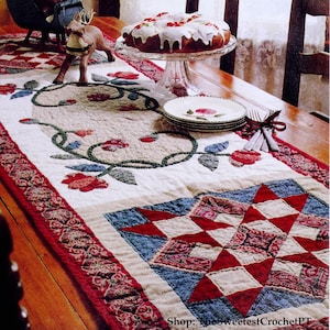 Christmas table runner sewing pattern Star quilted table topper Holiday Home decor DIY 24 x 74 inches Vintage pattern INSTANT DOWNLOAD Pdf