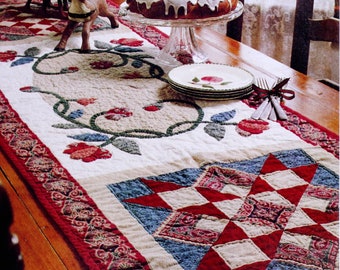 Christmas table runner sewing pattern Star quilted table topper Holiday Home decor DIY 24 x 74 inches Vintage pattern INSTANT DOWNLOAD Pdf