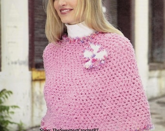 Women crochet poncho digital pattern Lacy crochet capelet One size fits most Easy to make Chunky yarn INSTANT DOWNLOAD PDF