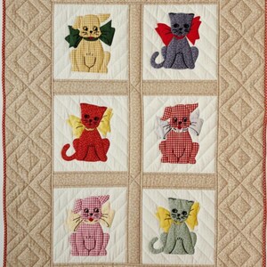 Cat and Dog quilt sewing pattern Cat Dog lovers quilting patchwork 33 3/4" x 44 1/4" Home decor DIY 80s Vintage pattern INSTANT DOWNLOAD Pdf