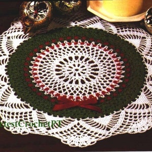 Christmas doily crochet pattern Evergreen wreath doily Table decor Crochet mat Thread 10 Vintage 90s INSTANT DOWNLOAD PDF