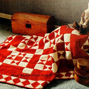 Christmas star afghan crochet pattern Christmas blanket Quilt Throw Home decor Worsted yarn Vintage 80s INSTANT DOWNLOAD Pdf