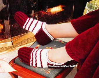 Striped slippers crochet pattern Handmade Gifts DIY Worsted 10 ply yarn INSTANT DOWNLOAD Pdf