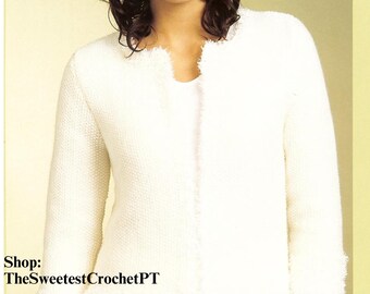 Easy edge to edge jacket knitting pattern for women Sleeve options 6 sizes Bust 28–50" DK yarn PDF Instant Download DIGITAL