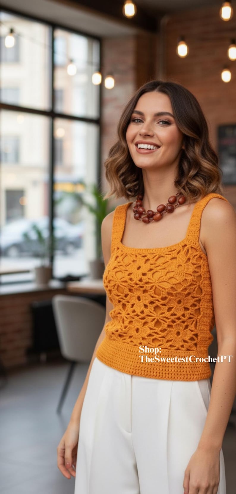 Lacy flower crop top Pdf Vintage 70s crochet pattern Women's chest 32–36" Retro DIY summer top INSTANT DOWNLOAD Pdf imagem 1
