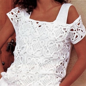 STEP-BY-STEP Crochet top pattern Square neck Granny squares top pattern Vintage Fashion Instant download Pdf