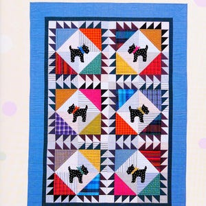 Scottie dogs quilt sewing pattern Baby quilt Calico dogs pattern 41.5 x 57.5 inches Home decor DIY Vintage pattern INSTANT DOWNLOAD Pdf
