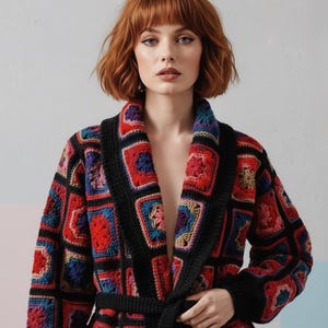 Granny squares jacket crochet pattern Womens crochet granny square cardigan Crochet patterns Worsted 10 ply yarn INSTANT DOWNLOAD PDF