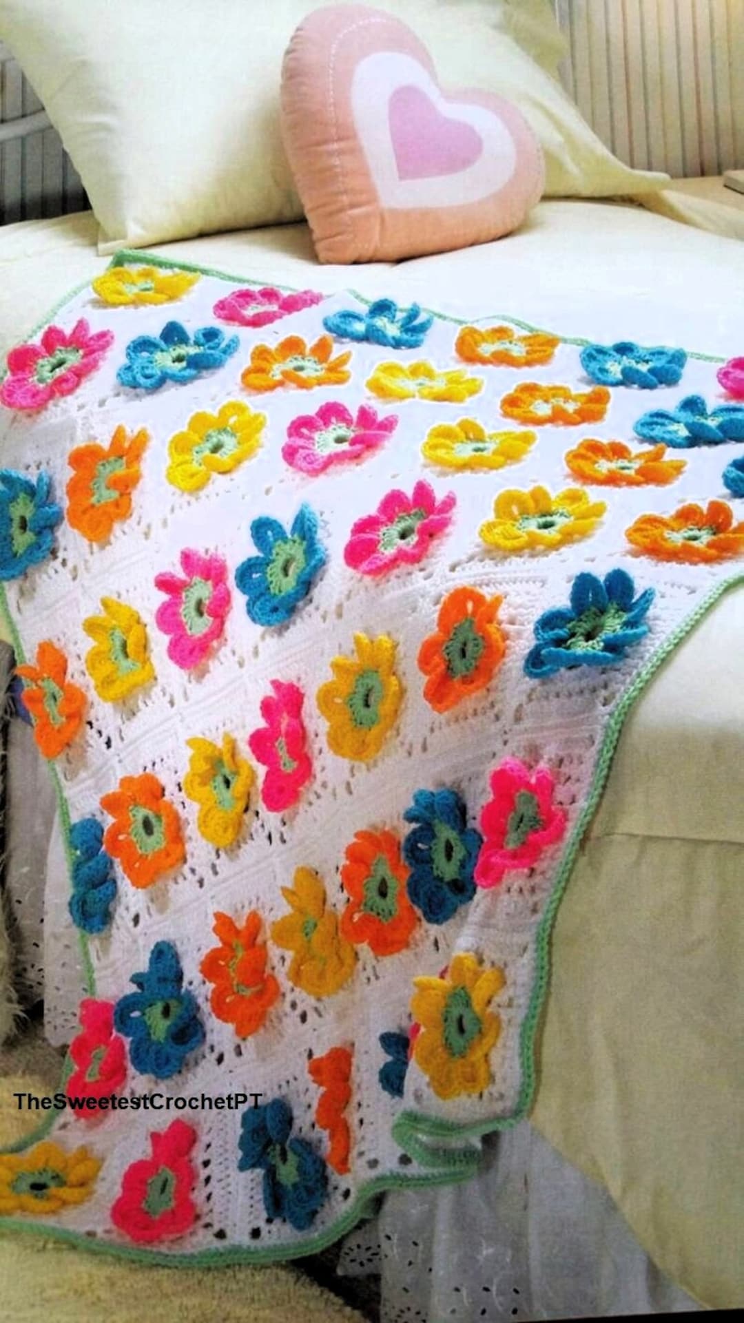 Flower Blanket Crochet Pattern Baby Blanket Flower Afghan Worsted 10