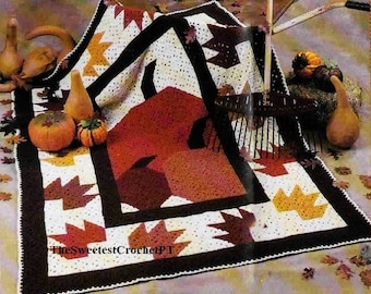 Fall blanket crochet pattern Granny Squares Afghan Quilt Throw Worsted yarn Instant downlad Pdf