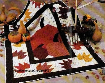 Fall blanket crochet pattern Granny Squares Afghan Quilt Throw Worsted yarn Instant downlad Pdf