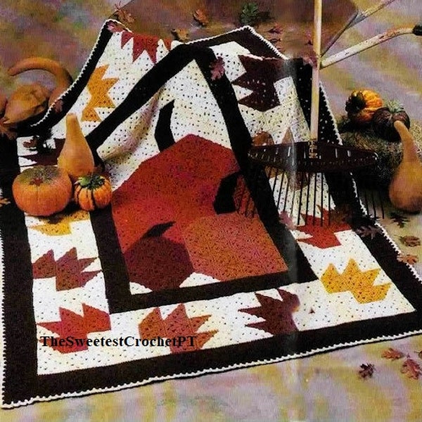 Fall blanket crochet pattern Granny Squares Afghan Quilt Throw Worsted yarn Instant downlad Pdf