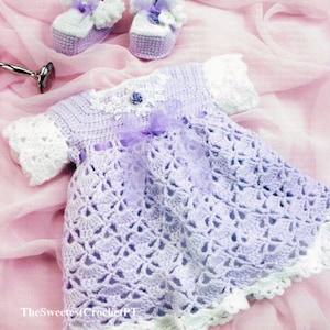 Crochet baby dress pattern Girls lacy crochet dress and Booties Baby crochet pattern Size: 6-12 months INSTANT DOWNLOAD PDF