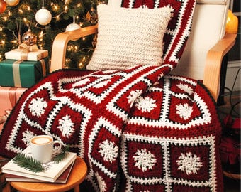 Christmas snow afghan crochet pattern PDF Xmas blanket quilt Holiday gift idea Crochet home decor Vintage Size: 46"x59" INSTANT DOWNLOAD