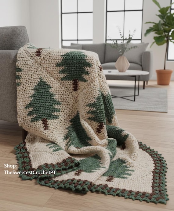INSTANT DOWNLOAD PDF Christmas tree crochet squares blanket pattern Afghan crochet patterns Quilt pattern Crochet home decor Vintage