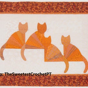 Cats quilt pattern Cat lover&#39;s quilt DIY gift Quilt for cat lovers Feline appliqué blanket Vintage pattern 35.5 x 26.5&quot; INSTANT DOWNLOAD Pdf