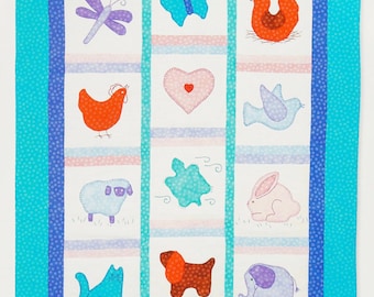 Baby quilt Animals quilt sewing pattern Farm animals quilt Appliqué 29" x 39" Home decor DIY Vintage pattern INSTANT DOWNLOAD Digital Pdf