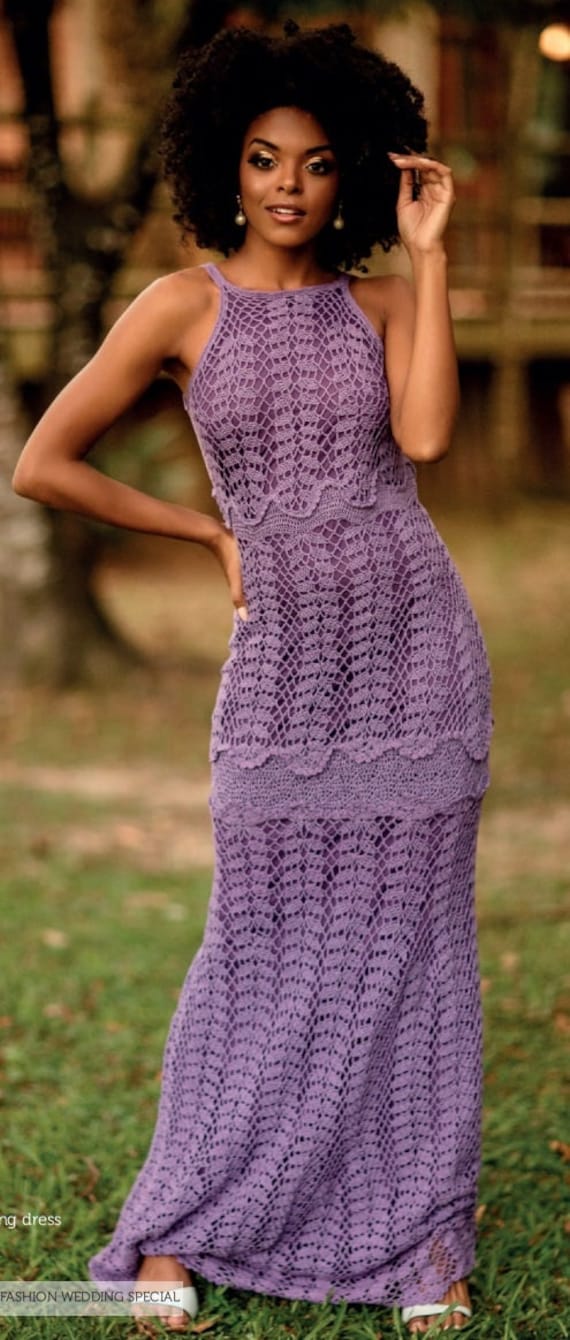 Bridesmaid Wedding dress crochet pattern Womens Maid of honor lacy crochet dress Maxi long dress INSTANT DOWNLOAD Pdf