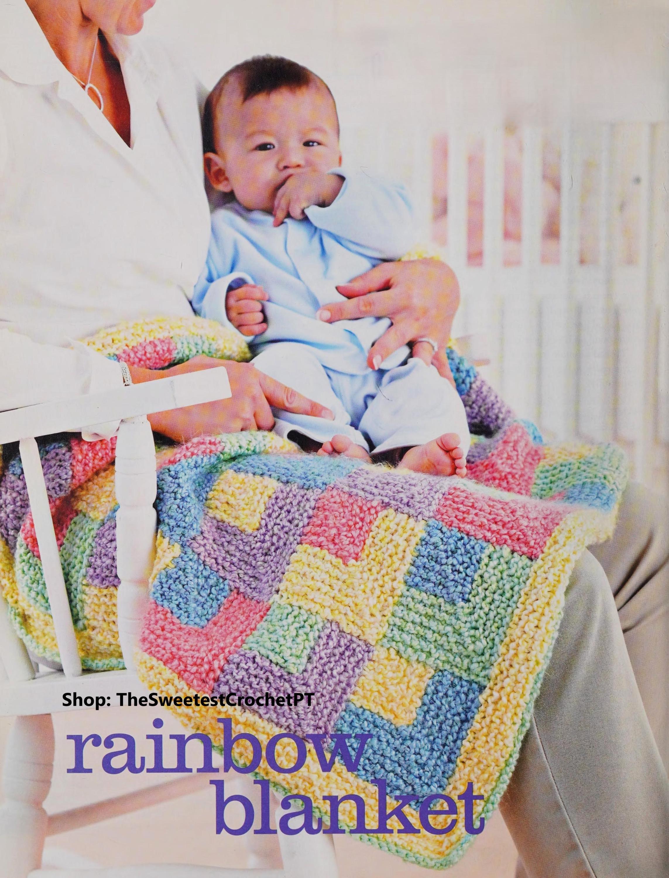 Baby Rainblow Blanket Knitting Pattern Colorful Baby Afghan Bulky
