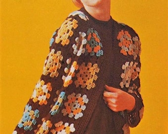 INSTANT DOWNLOAD PDF Granny square jacket pattern Women crochet grannies cardigan pattern Vintage Crochet patterns Vintage fashion