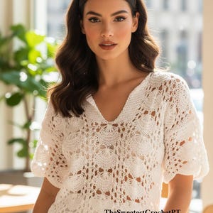 Womens lacy sweater knitting pattern Knit sea shell pullover Knitting patterns  Bust 86-91 cm Dk 8 ply yarn 80's INSTANT DOWNLOAD PDF