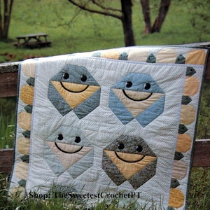 Frog quilt sewing pattern Baby quilt Frogs sewing pattern 40 x 50 inches Home decor DIY Vintage pattern INSTANT DOWNLOAD Digital Pdf