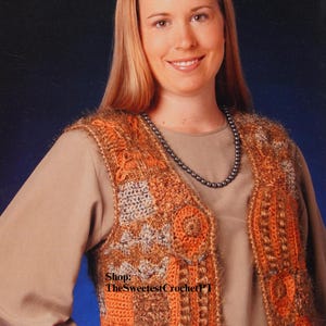 Vintage crochet vest pattern Pdf Crochet top Shimmering DIY top Dressy or casual Gift for her 3 Sizes Bust: 32&quot;-40&quot; Worsted INSTANT DOWNLOAD