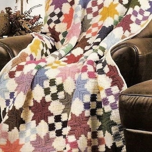 INSTANT DOWNLOAD PDF Star throw blanket crochet pattern Afeghan crochet pattern Quilt pattern Crochet home decor Vintage