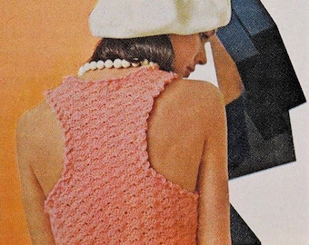 Crochet dress pattern Women crochet shell dress pattern Crochet sleeveless summer dress pattern Vintage patterns INSTANT DOWNLOAD PDF