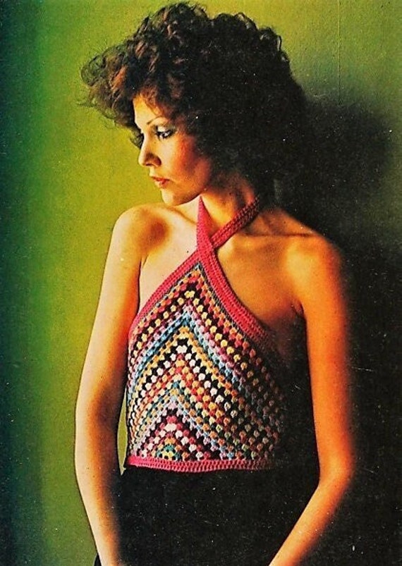 Crochet Halter Top Granny Square Pattern Triangle Halter
