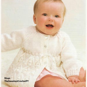 Baby jacket knitting pattern Cardigan Matinee Sweater Baby knitting patterns 3-24 months Vintage 90s INSTANT DOWNLOAD PDF