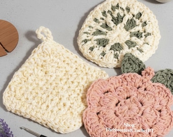 Quick flower pot holders crochet patterns Flower hot pad crochet pattern DIY Table decor Sport weight yarn INSTANT DOWNLOAD Pdf