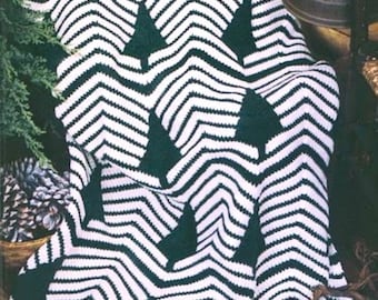 Christmas pine tree blanket crochet pattern Xtmas Afghan Quilt Throw Evergreen in Worsted 10 ply yarn INSTANT DOWNLOAD PDF