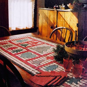 Christmas tree table runner sewing pattern Tree quilted table topper Holiday Home decor DIY 23&quot; x 65&quot; Vintage pattern INSTANT DOWNLOAD Pdf