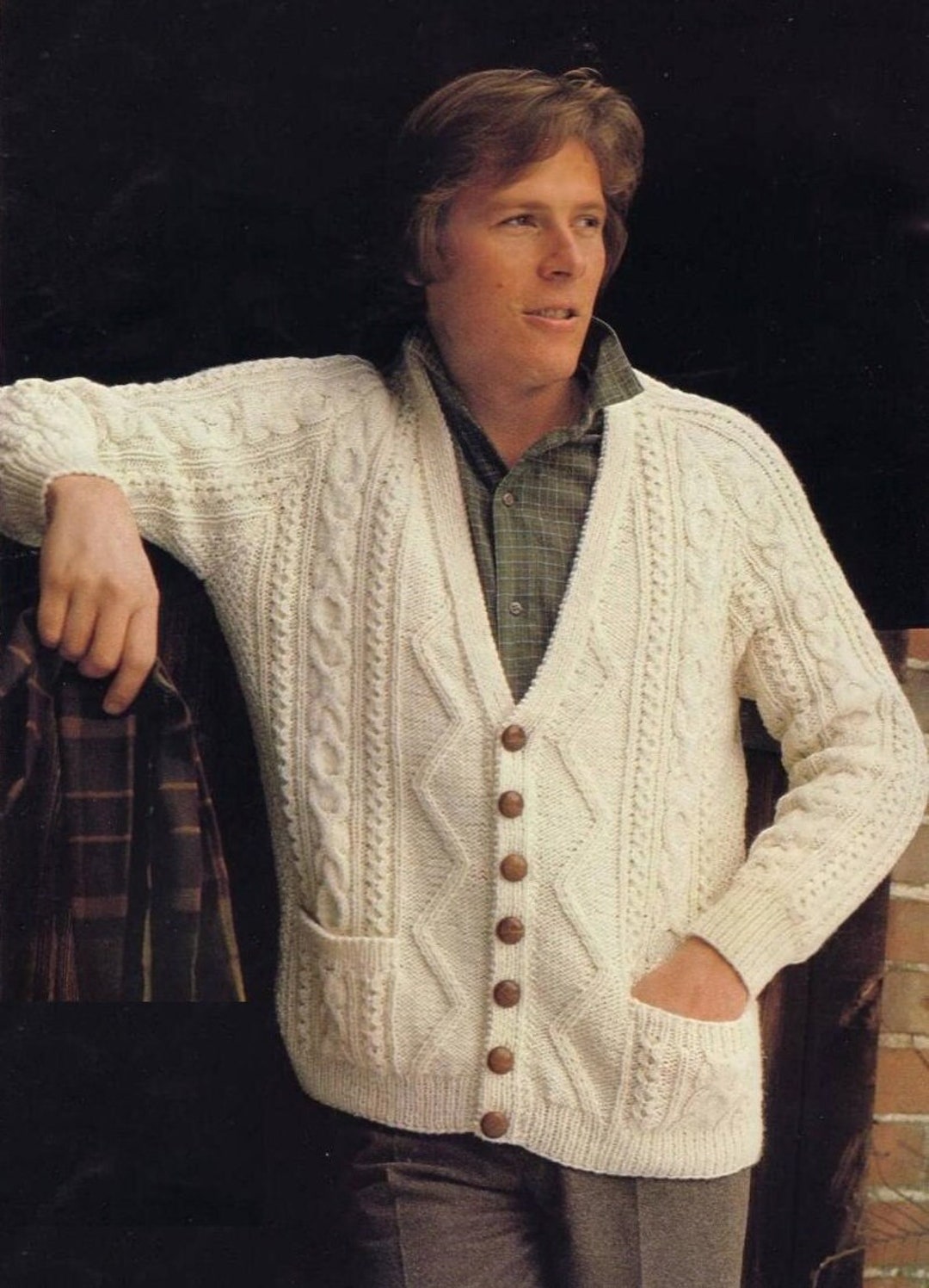 INSTANT DOWNLOAD PDF Man Aran Cardigan Knitting Pattern Jacket Sweater ...