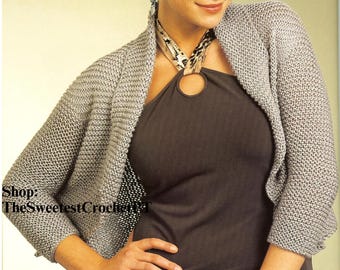 Women’s jacket Knitting pattern PDF Easy knit sweater Garter stitch 4 sizes Bust 28-42” DK 8 ply yarn Instant Download DIGITAL