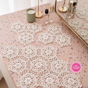 Vintage crochet table cover pattern PDF 70s Flower motif doily tablecloth Thread No.10 Lace crochet INSTANT DOWNLOAD