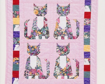 Cats quilt sewing pattern Cat lovers quilting patchwork 21 x 25.5 inches Home decor DIY Vintage pattern INSTANT DOWNLOAD Pdf