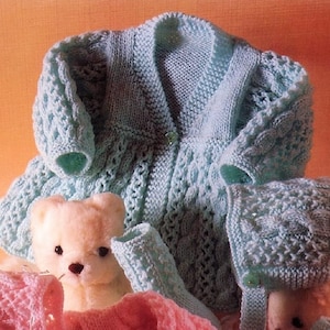 2 Baby matinee coats bonnet and socks knitting pattern Cardigan Sweater Baby knitting pattern 0-6 months Vintage INSTANT DOWNLOAD PDF
