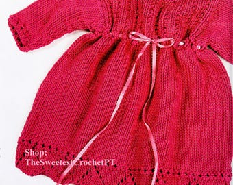 Baby girl's dress knitting pattern Knit pink dress Worsted 10 ply yarn 4 sizes: 6-24 months Vintage pattern INSTANT DOWNLOAD PDF